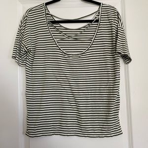 Old Navy White and Olive Striped Shirt